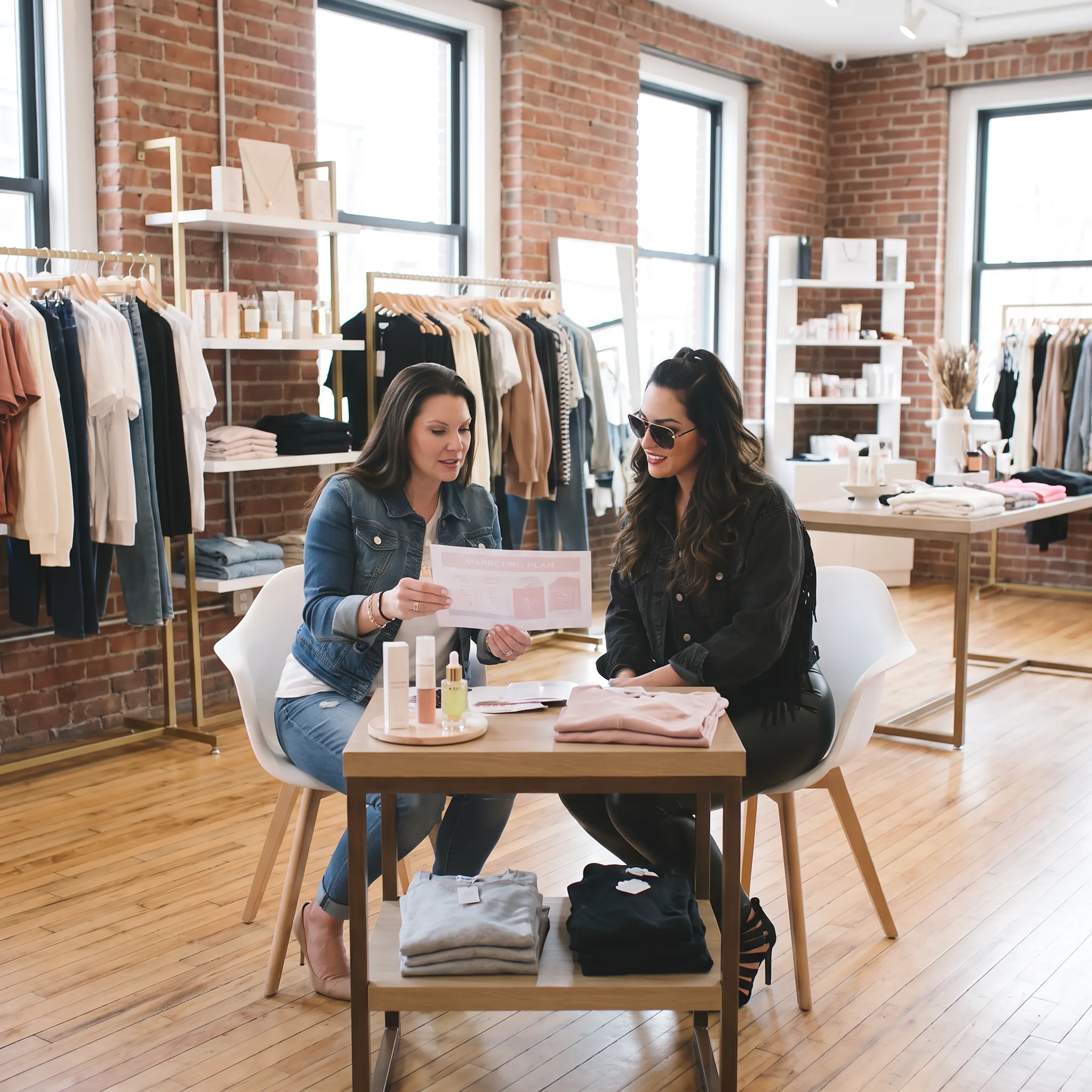 Woman boutique owner reviewing business strategy with a female business coach