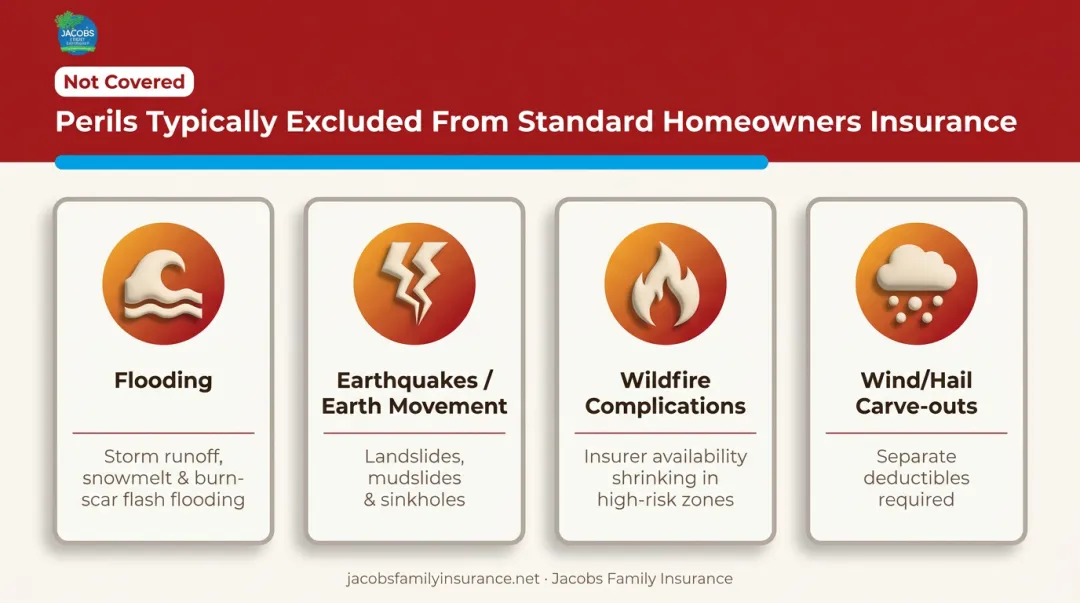 Four perils commonly excluded from standard home insurance policies