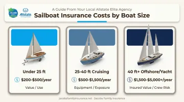 Sailboat insurance cost comparison chart by boat size category