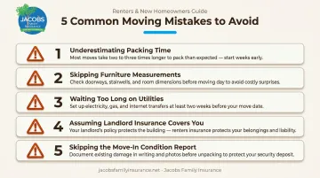 Five common apartment moving mistakes renters should avoid checklist infographic