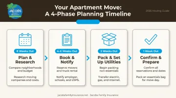 Apartment moving timeline phases from 8 weeks to move-in day