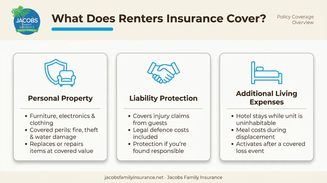 Three core renters insurance coverage types personal property liability and ALE