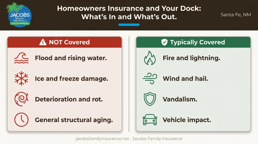 Dock damage covered versus excluded perils side-by-side homeowners insurance comparison