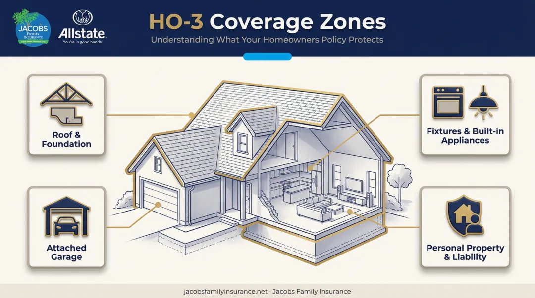 HO-3 homeowners policy coverage breakdown showing structure and personal property