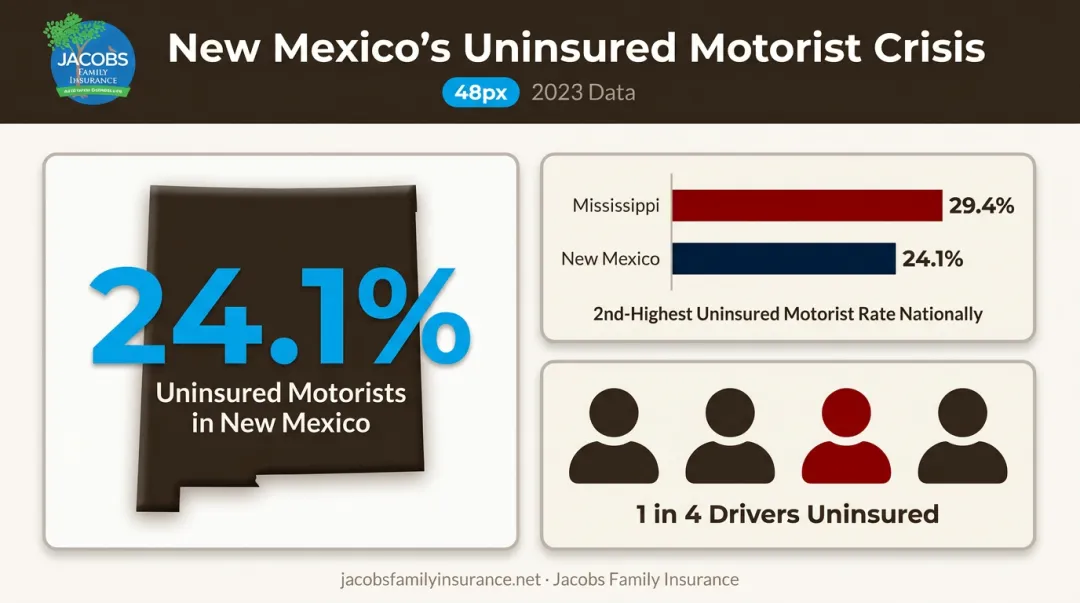 New Mexico uninsured driver rate statistics compared to national average
