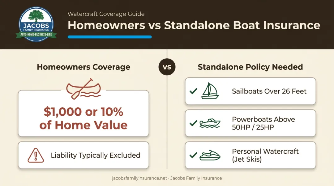 Homeowners policy limits versus standalone boat insurance requirements comparison chart