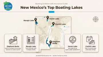 New Mexico's four major boating lakes moorage features comparison map