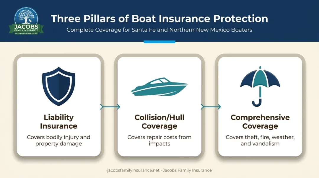 Three core boat insurance coverage types liability collision comprehensive protection