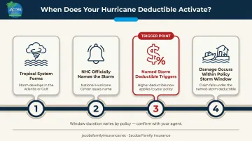 Hurricane named storm deductible trigger timeline from NHC designation to damage window