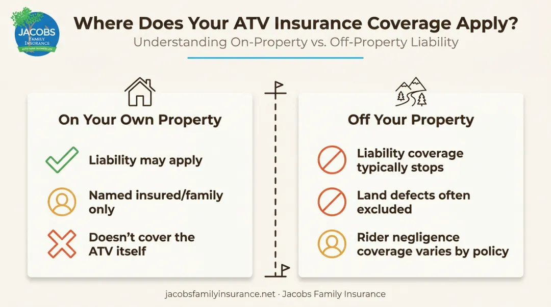 Homeowners insurance ATV coverage comparison on-property versus off-property accidents