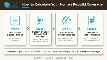 Condo dwelling coverage calculation formula square footage plus upgrades example