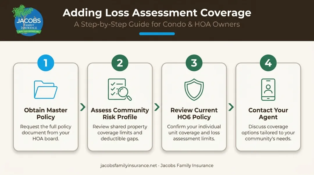 4-step process for adding loss assessment coverage to condo HO6 policy