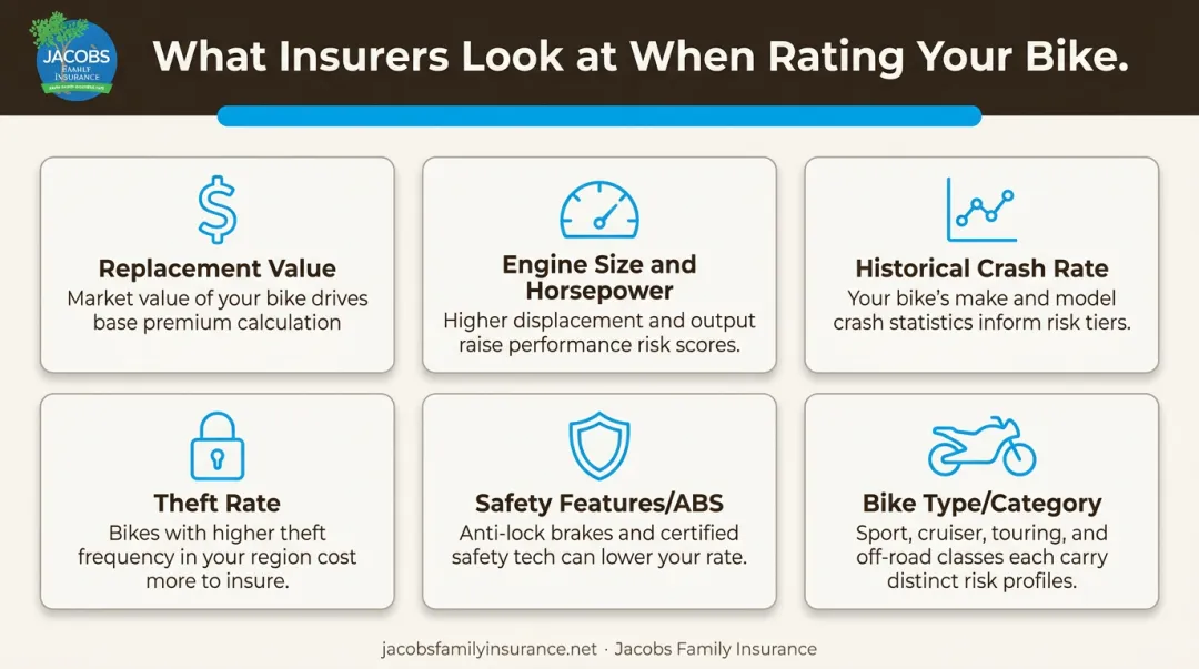 Six key factors insurers use to rate motorcycle insurance premiums