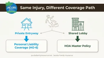 Private entryway versus shared lobby injury liability coverage comparison