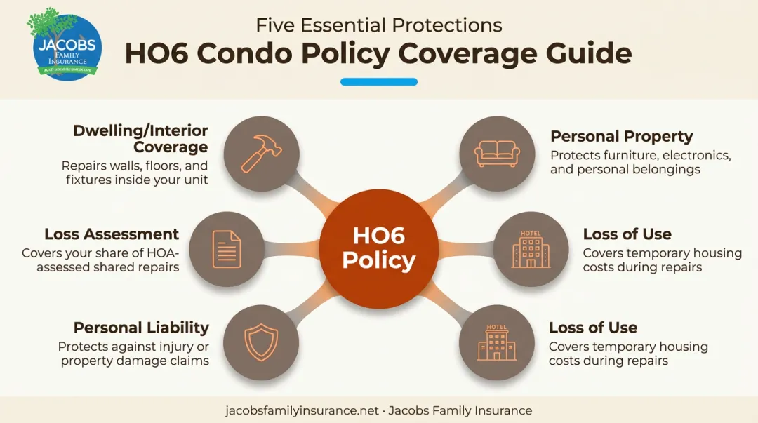 Five types of HO6 condo fire insurance coverage breakdown