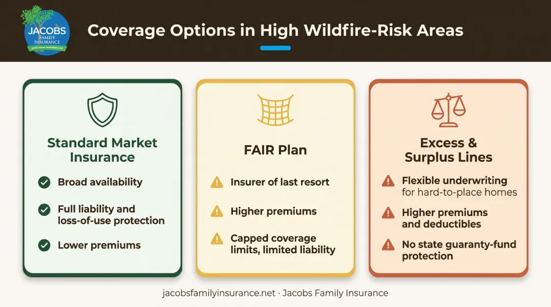 Standard insurance versus FAIR Plan versus E&amp;S carrier coverage comparison chart