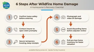 6-step wildfire damage insurance claim process from safety check to documentation