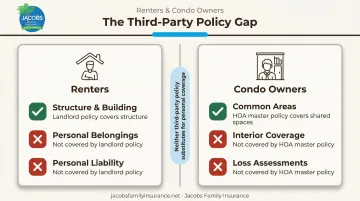 Renters and condo owners third-party coverage gaps side-by-side comparison chart