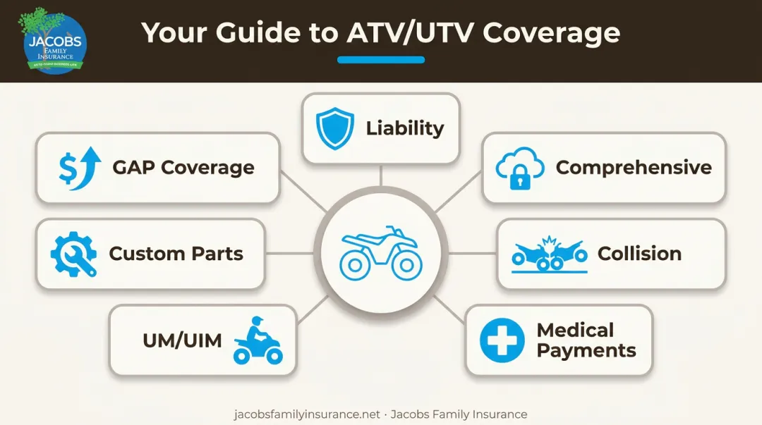 Visual guide to the seven main types of ATV UTV insurance coverage