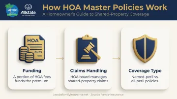 HOA master policy funding claims and coverage type breakdown diagram