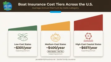 Three-tier national boat insurance cost comparison chart by region
