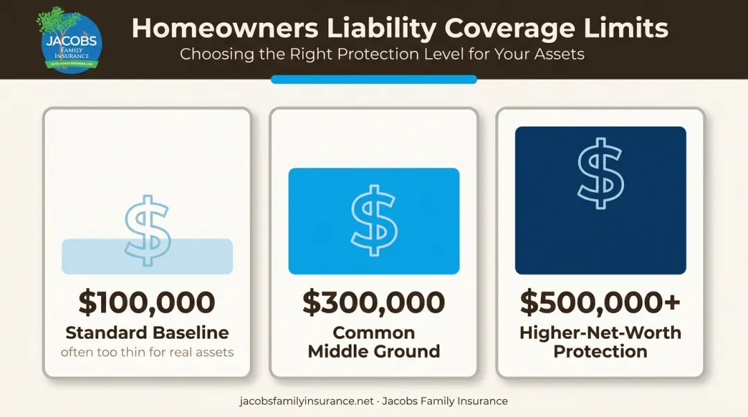 Homeowners liability coverage limit tiers 100k to 500k comparison