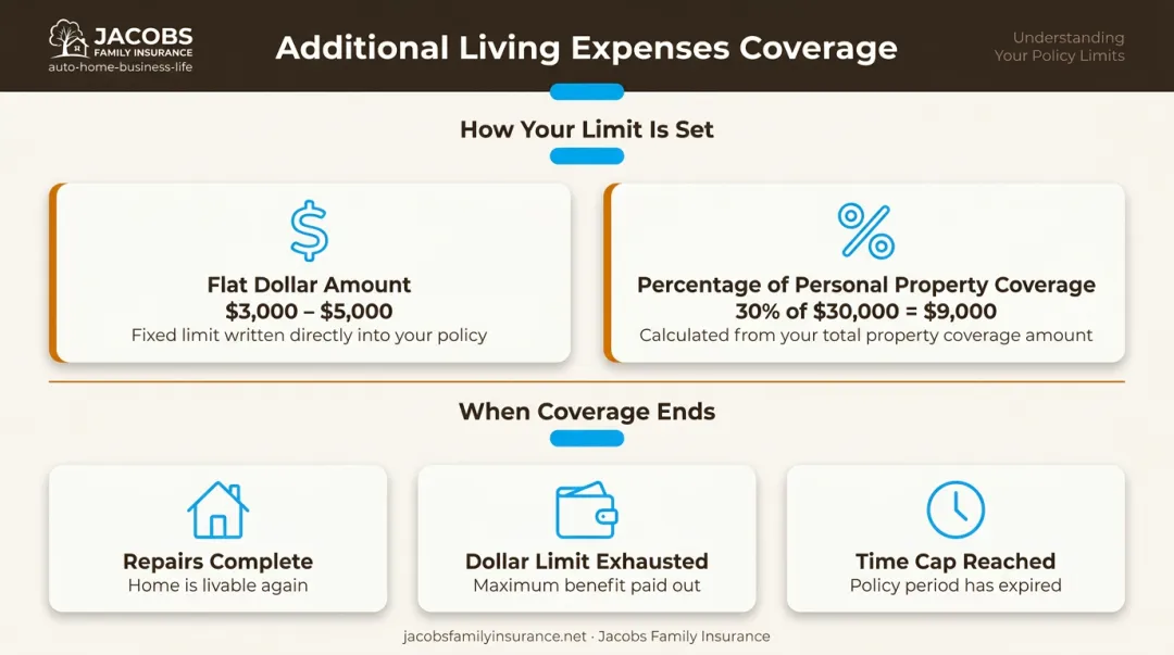 Renters loss of use coverage limit types and coverage end conditions comparison chart