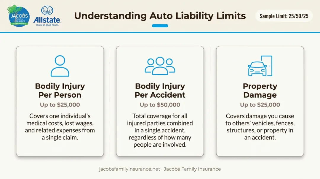 Split liability motorcycle insurance three-number limit structure explained visually