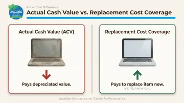 Actual cash value versus replacement cost coverage payout comparison
