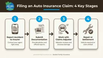 4-step auto insurance claims filing process from report to repair