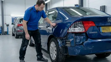 Damaged vehicle after collision requiring insurance claim assessment