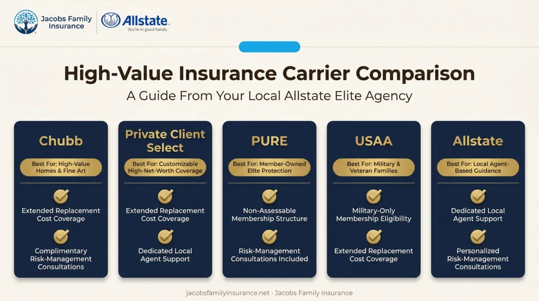 Top 5 high-value home insurance companies 2026 comparison chart