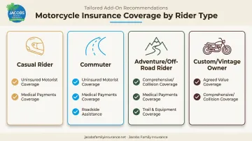 Motorcycle coverage recommendations by rider type comparison chart