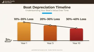 Boat depreciation rate timeline showing value loss over ten years