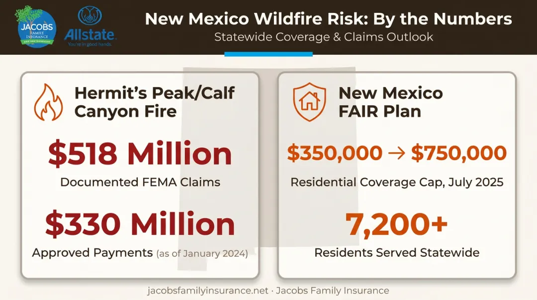 Hermit's Peak wildfire disaster claims and FAIR Plan coverage growth statistics