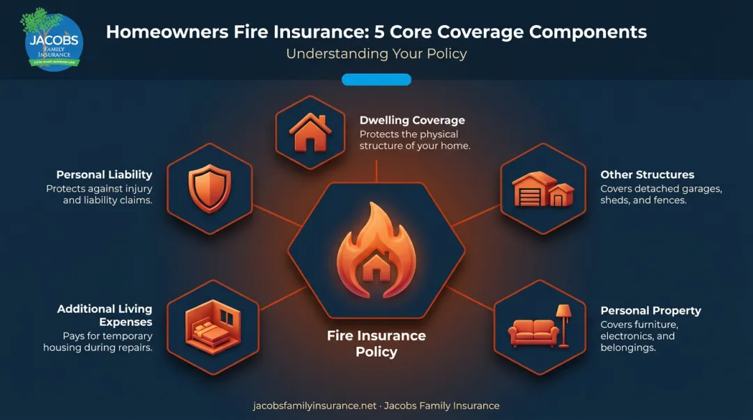 Five components of homeowners fire insurance coverage breakdown