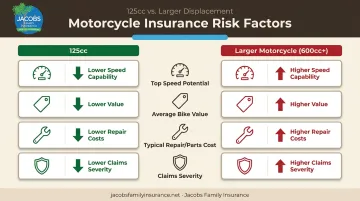 125cc versus larger motorcycle insurance risk factor comparison chart