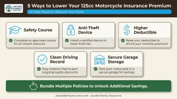 Five ways to lower 125cc motorcycle insurance premium infographic