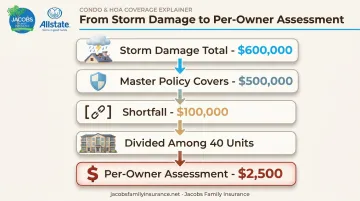 Condo special assessment calculation breakdown from damage total to owner cost