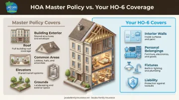 HOA master policy versus individual HO-6 policy coverage comparison diagram