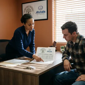Agent reviewing renters insurance coverage with tenant