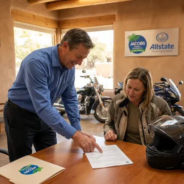 Insurance agent reviewing multi-bike motorcycle coverage