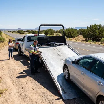 Driver receiving roadside towing assistance