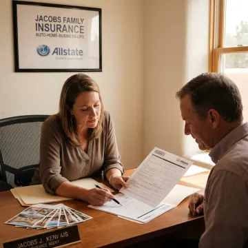 Insurance agent reviewing rental condo coverage