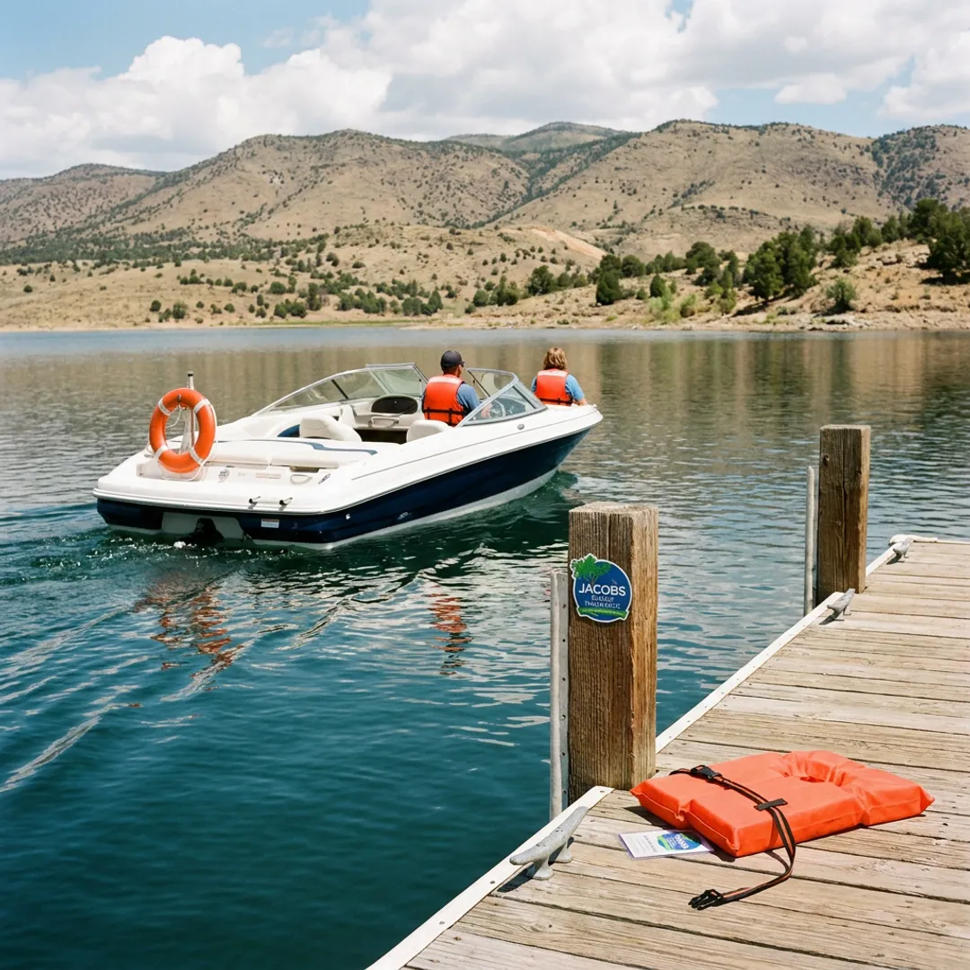Boat on a New Mexico lake with insurance assistance support