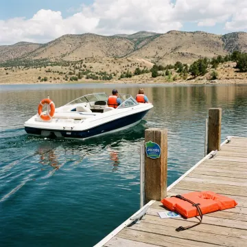 Boat on a New Mexico lake with insurance assistance support
