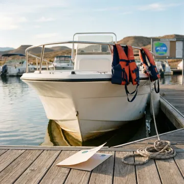 Boat docked at a marina