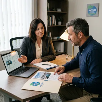 Insurance agent reviewing boat coverage options