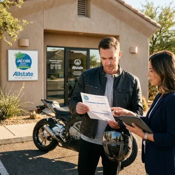 Sport bike rider with insurance quote