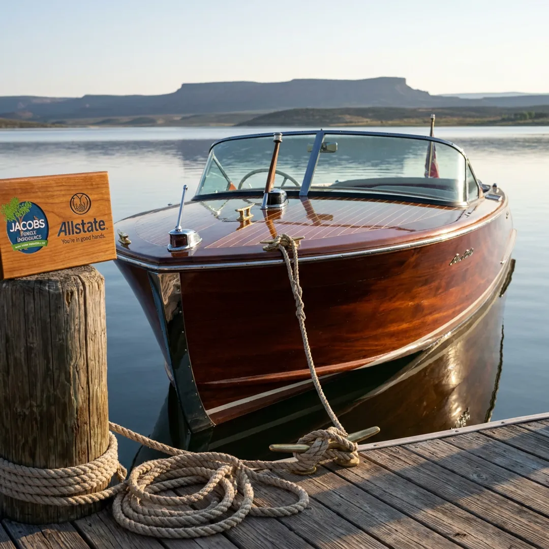 Classic wooden boat secured at a marina dock